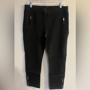 FARFALLA ROSSO Women’s Black Pull On Zipper Detail Skinny Ankle Pants Plus Size